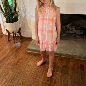 Bella Dahl Girls size 4/5 Pinky Peach Plaid Sheer Cover-up/Dress